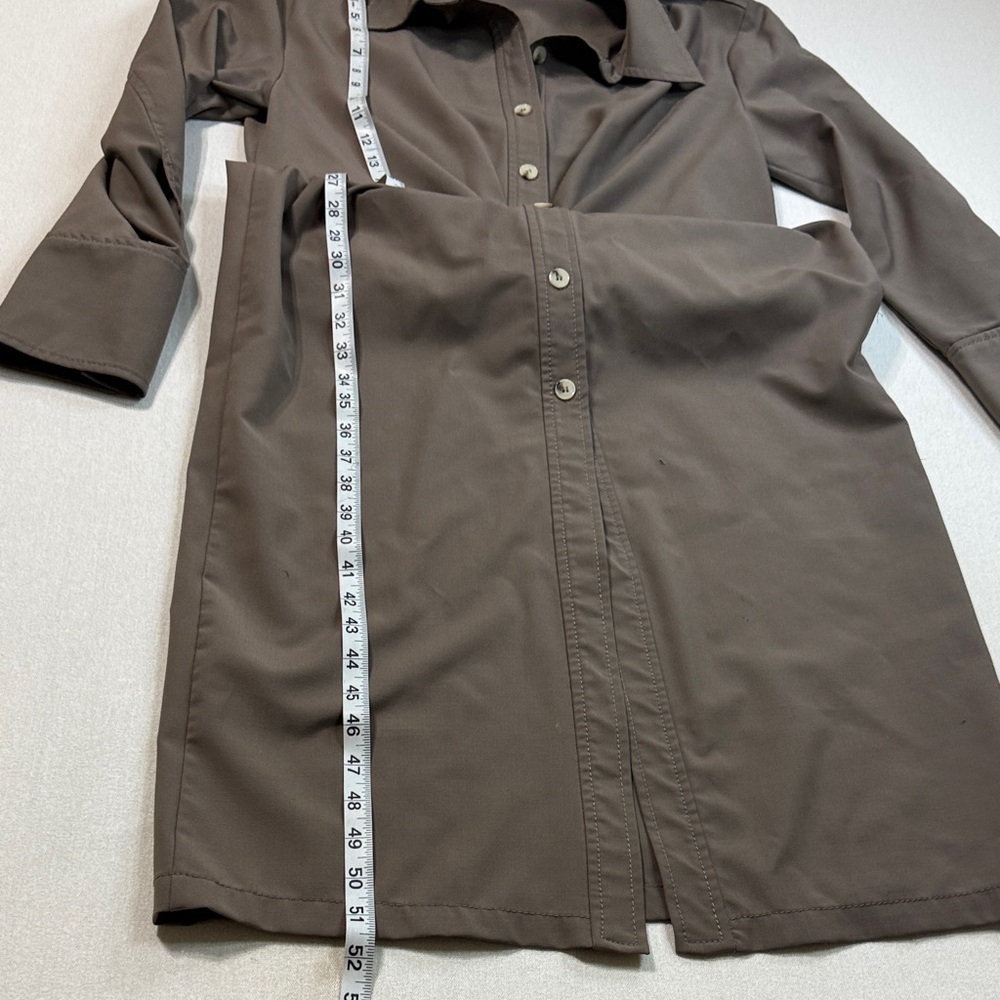 Zara Brown Long Sleeve Dress with Button Detail - Picture 8 of 11